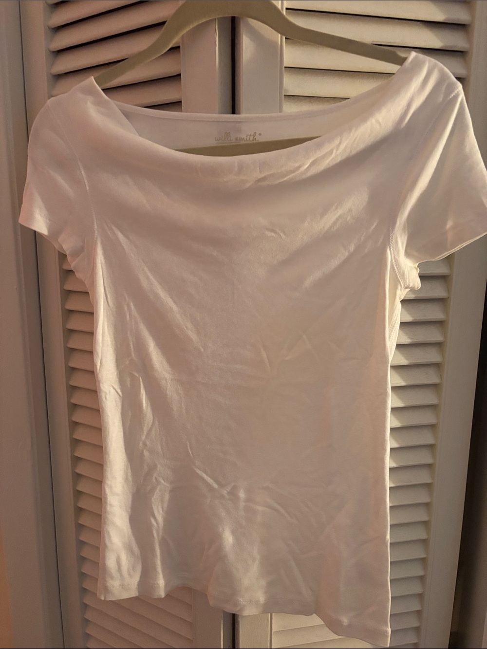 Willi Smith White Boatneck Short Sleeve Tee